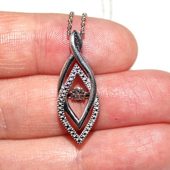 Sterling Silver Floating Abstract Necklace 18 Inches - Picture 7 of 7